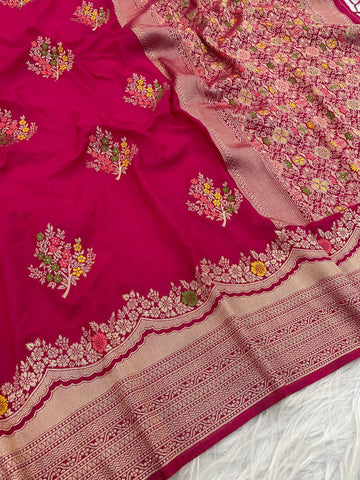 Pretty White Georgette with Meenakari Work Saree