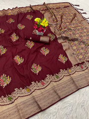 Pretty White Georgette with Meenakari Work Saree