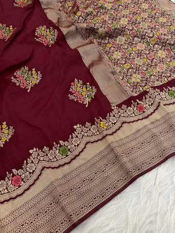 Pretty White Georgette with Meenakari Work Saree