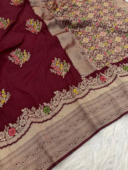 Pretty White Georgette with Meenakari Work Saree