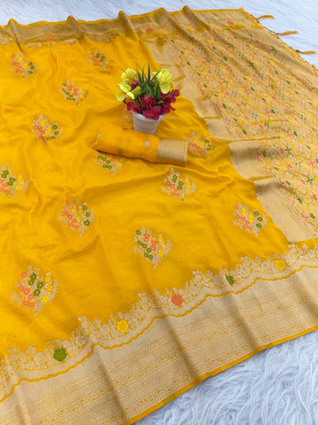 Pretty White Georgette with Meenakari Work Saree