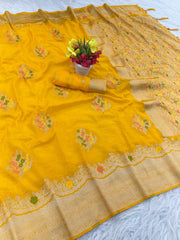 Pretty White Georgette with Meenakari Work Saree