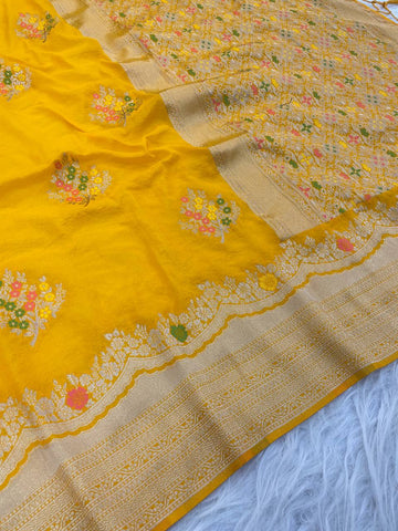 Pretty White Georgette with Meenakari Work Saree
