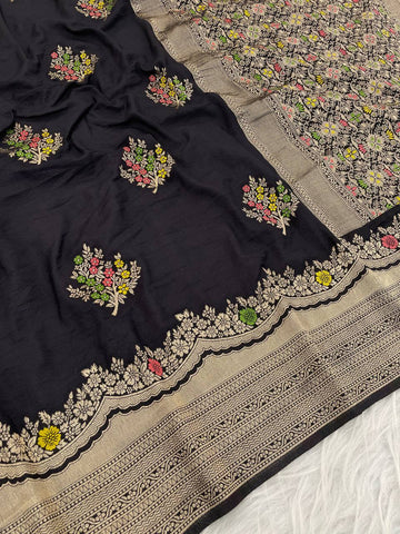 Pretty White Georgette with Meenakari Work Saree