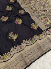 Pretty White Georgette with Meenakari Work Saree