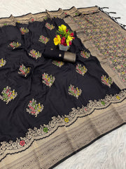 Pretty White Georgette with Meenakari Work Saree