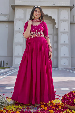 Captivating Purple Crepe Silk with Heavy Embroidery Gown