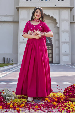 Captivating Purple Crepe Silk with Heavy Embroidery Gown