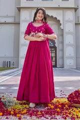 Captivating Purple Crepe Silk with Heavy Embroidery Gown