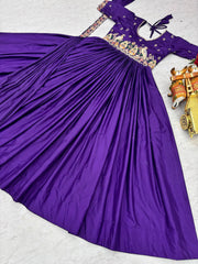 Captivating Purple Crepe Silk with Heavy Embroidery Gown