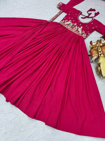 Captivating Purple Crepe Silk with Heavy Embroidery Gown