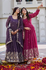 Pink Fox Georgette with Heavy Sequence Work Gown
