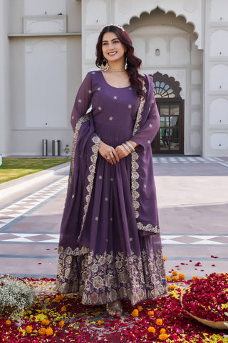 Pink Fox Georgette with Heavy Sequence Work Gown