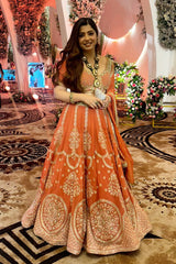Exclusive Orange Foux Georgette with Thread and Sequence Work Lehenga
