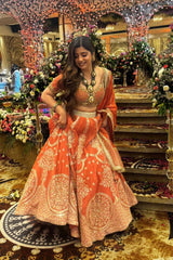 Exclusive Orange Foux Georgette with Thread and Sequence Work Lehenga