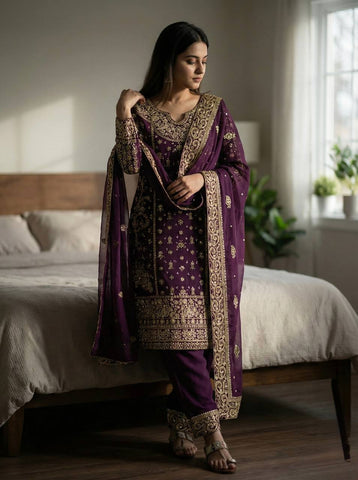 Charming Green Georgette with Sequence Work Sharara Suit