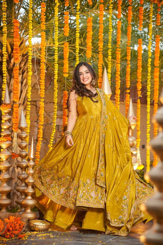 Outstanding Silk with Thread Work Gown