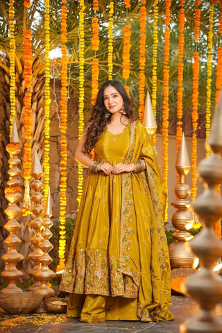 Outstanding Silk with Thread Work Gown