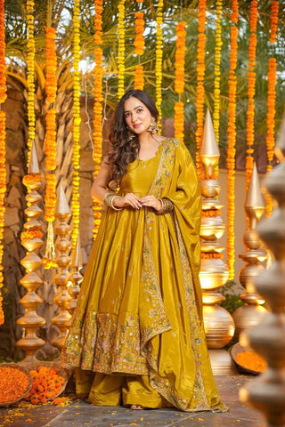 Outstanding Silk with Thread Work Gown