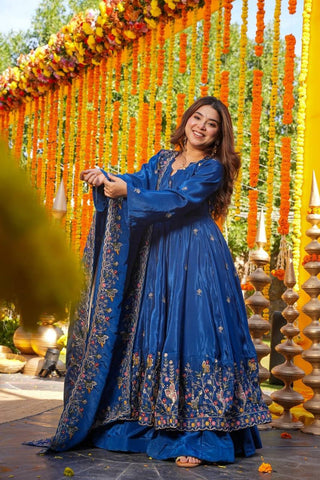 Outstanding Silk with Thread Work Gown