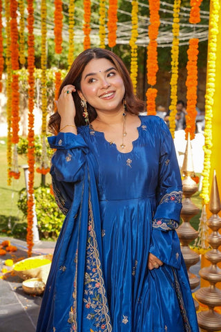 Outstanding Silk with Thread Work Gown