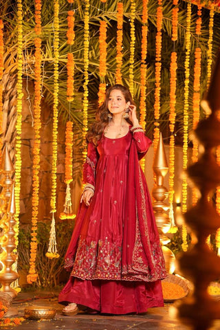 Outstanding Silk with Thread Work Gown