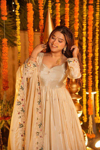Outstanding Silk with Thread Work Gown
