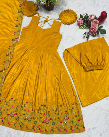 Outstanding Silk with Thread Work Gown