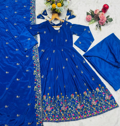 Outstanding Silk with Thread Work Gown