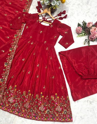 Outstanding Silk with Thread Work Gown