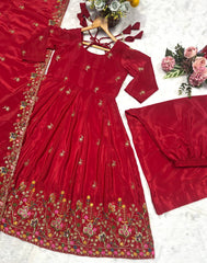 Outstanding Silk with Thread Work Gown