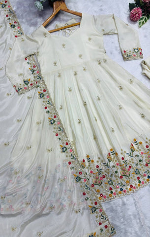 Outstanding Silk with Thread Work Gown