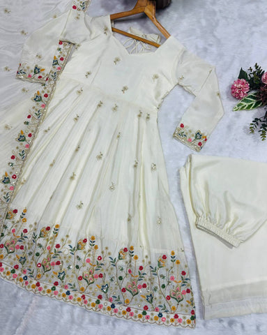 Outstanding Silk with Thread Work Gown
