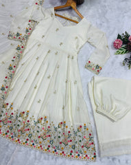 Outstanding Silk with Thread Work Gown