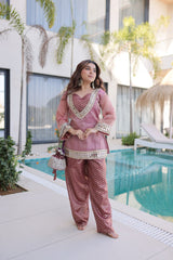 Gorgeous Sky Salasa Fabric Mirror Work Sharara Suit