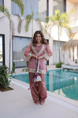 Gorgeous Sky Salasa Fabric Mirror Work Sharara Suit