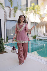 Gorgeous Sky Salasa Fabric Mirror Work Sharara Suit