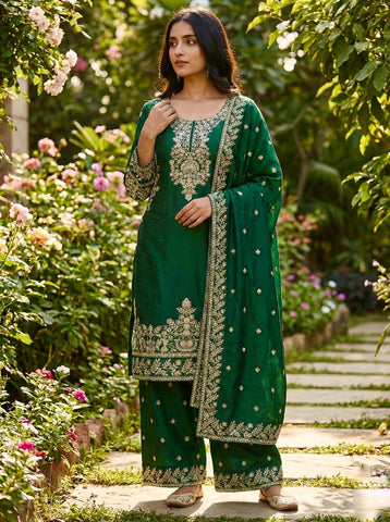 Amazing Black GMY Silk Embroidery Sequence Work Sharara Suit
