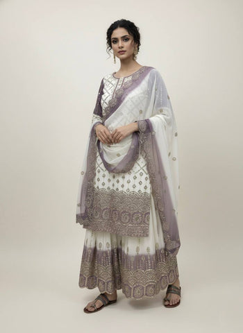 Amazing Dual Tone Georgette with Sequence Work Palazzo Suit