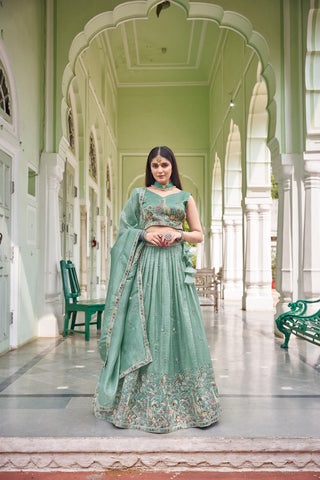 Exclusive Lavender Premium Gold Crush Thread Work Lehenga