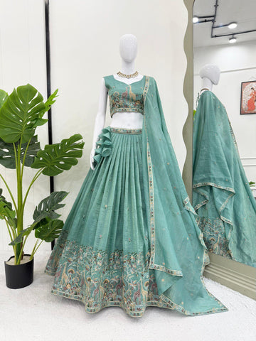 Exclusive Lavender Premium Gold Crush Thread Work Lehenga