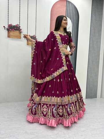 Exclusive Pure Vichitra Heavy Embroidery Lehenga Choli