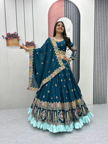 Exclusive Pure Vichitra Heavy Embroidery Lehenga Choli
