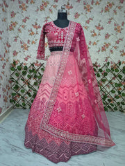Exclusive Pink Georgette with Thread Embroidery Lehenga