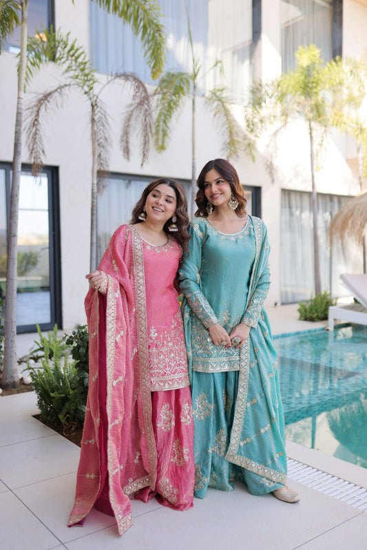 Flattering Zari & Sequins Embroidered Kurti Sharara