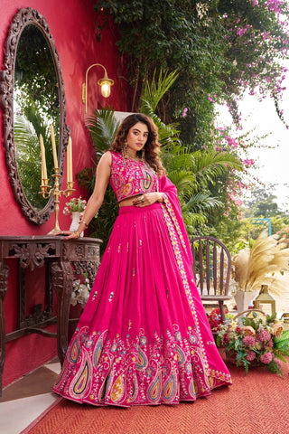 Outstanding Vichitra Embroidery Lehenga Choli