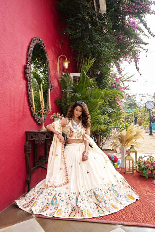 Outstanding Vichitra Embroidery Lehenga Choli