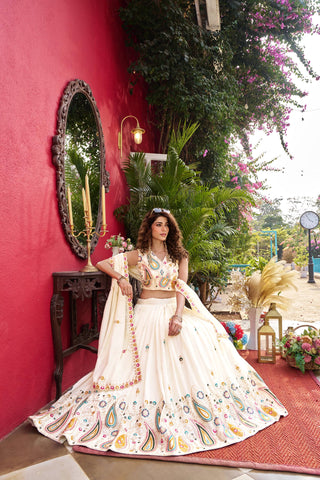Outstanding Vichitra Embroidery Lehenga Choli