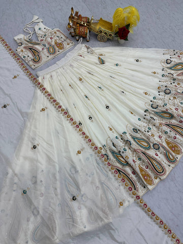Outstanding Vichitra Embroidery Lehenga Choli