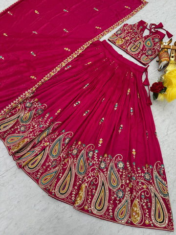 Outstanding Vichitra Embroidery Lehenga Choli